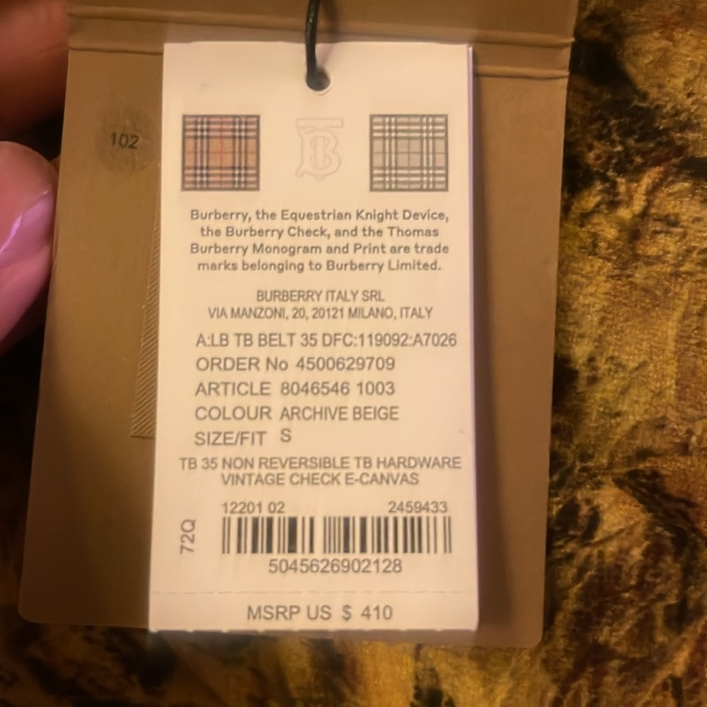 BURBERRY TB BELT SIZE SMALL BRAND NEW - Picture 8 of 8